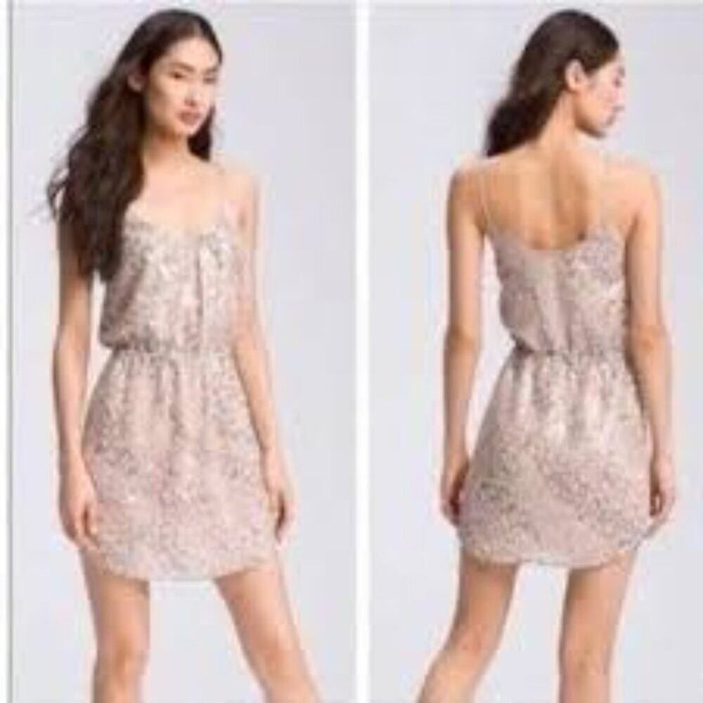 Rebecca Taylor Nude Leopard Print Mini Dress Size 6 — Date Night Party - Picture 2 of 8